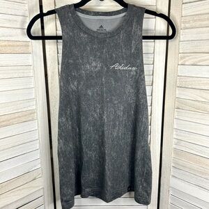 Adidas Gray and White Washed Print Embroidered Logo Sleeveless Muscle Tee Tank S